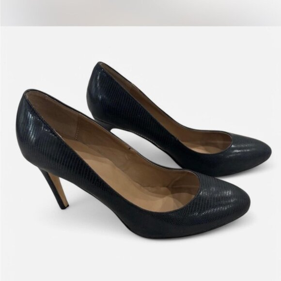 Ann Taylor Dark Blue Textured Heels - Picture 1 of 7